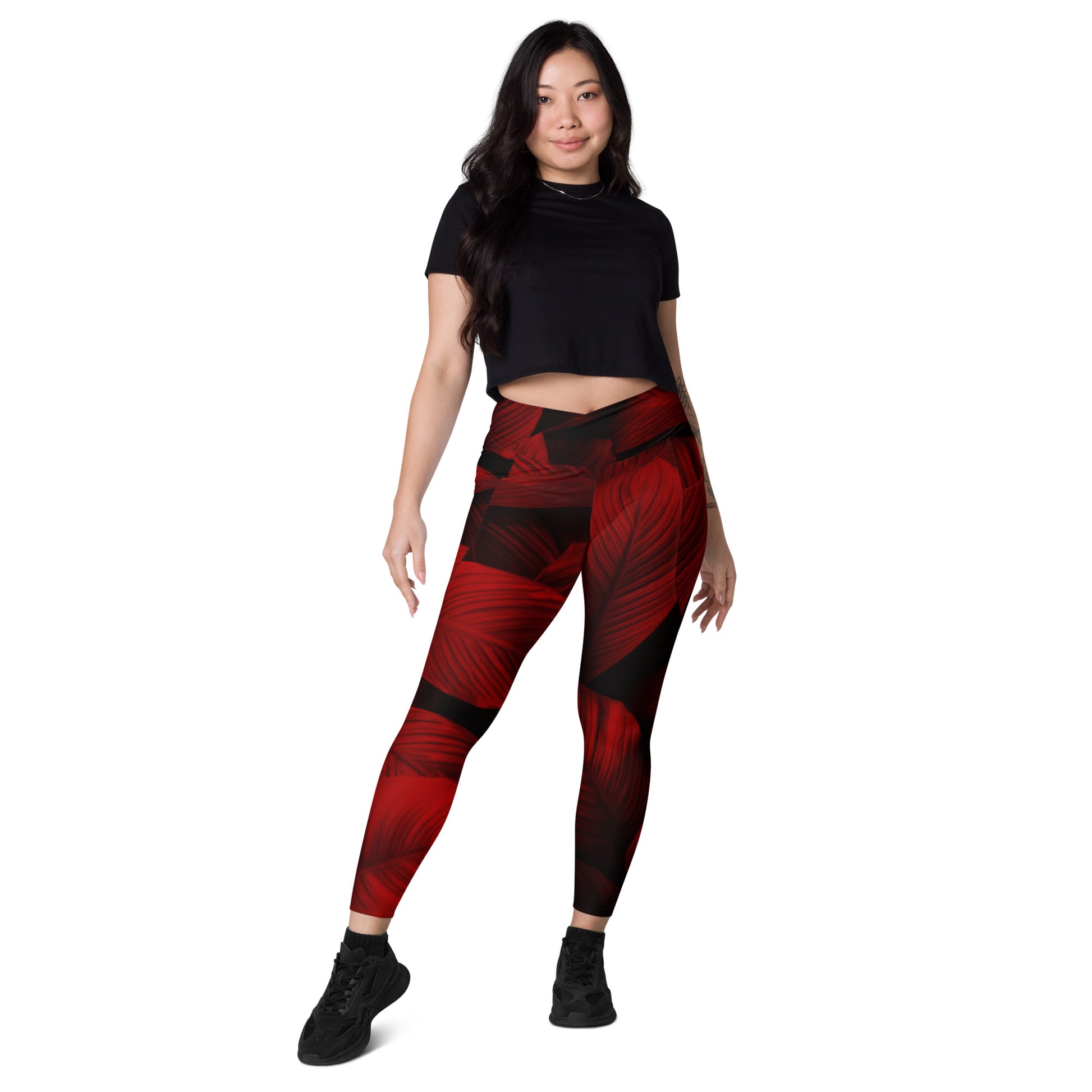 Redveil Women's Recycled Crossover Leggings With Pockets - FLAKOUT