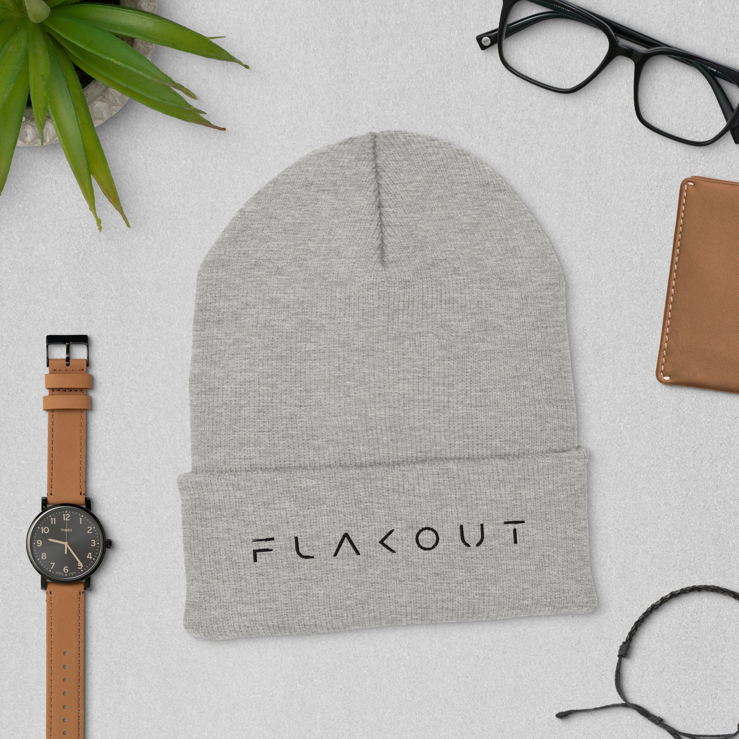 FLAKOUT Logo Embroidered Unisex Cuffed Beanie