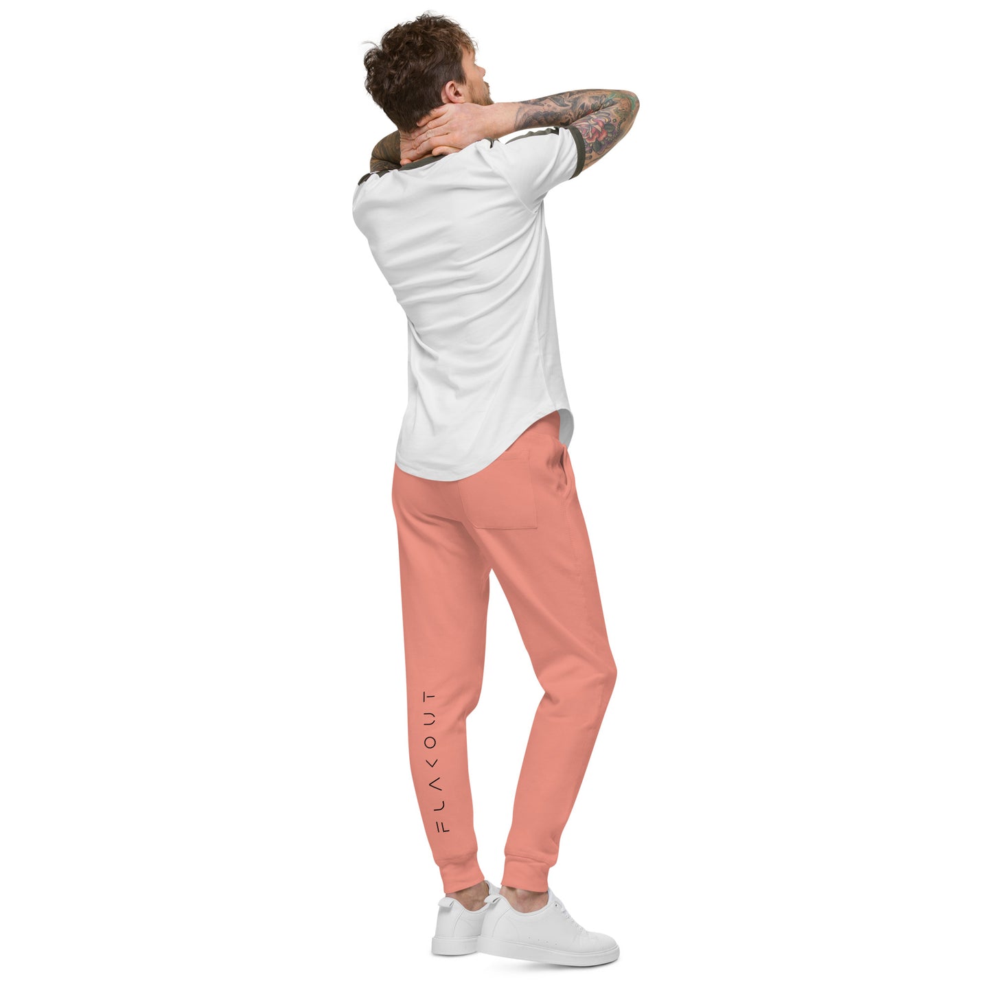 FLAKOUT Logo Back Leg Unisex Fleece Sweatpants - Dusty Rose - FLAKOUT