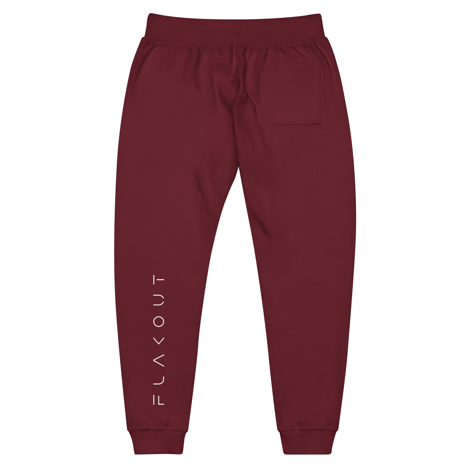 FLAKOUT Logo Back Leg Unisex Fleece Sweatpants - Maroon - FLAKOUT