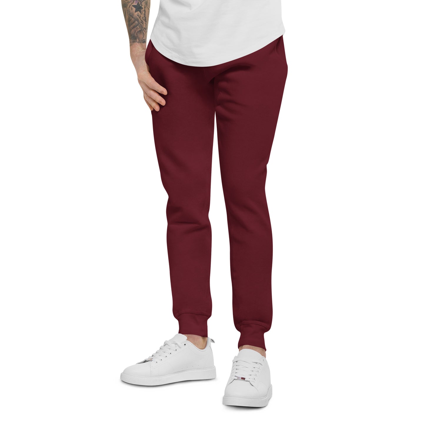 FLAKOUT Logo Back Leg Unisex Fleece Sweatpants - Maroon - FLAKOUT