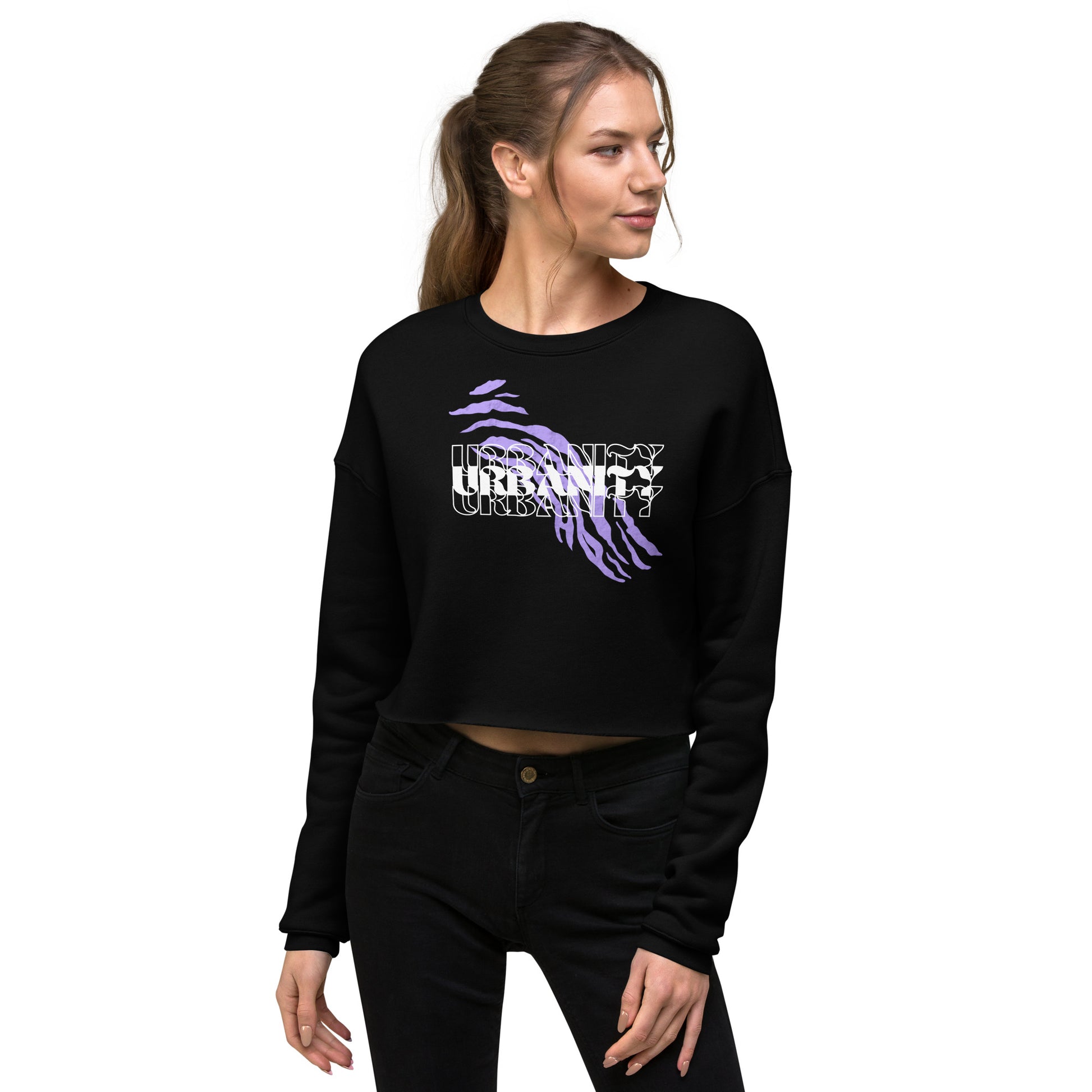 Streetwise Urbanity Women's Crop Sweatshirt - Black - FLAKOUT