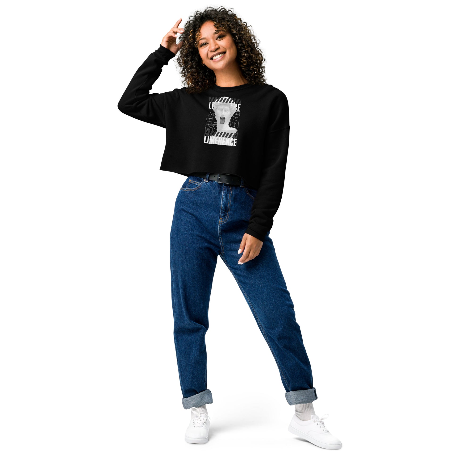 Limerence Women's Crop Sweatshirt - Black - FLAKOUT