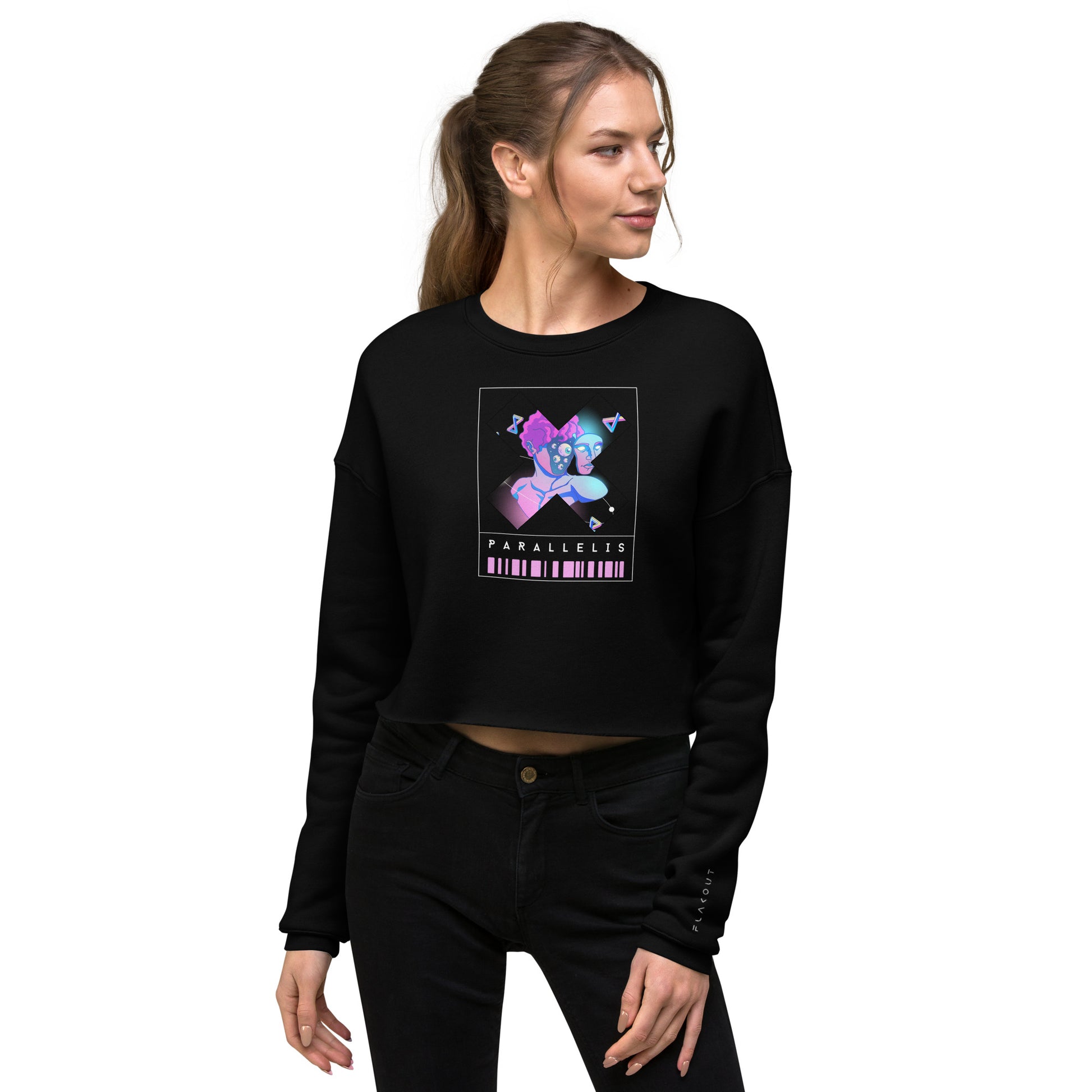 Parallelis Women's Crop Sweatshirt - FLAKOUT