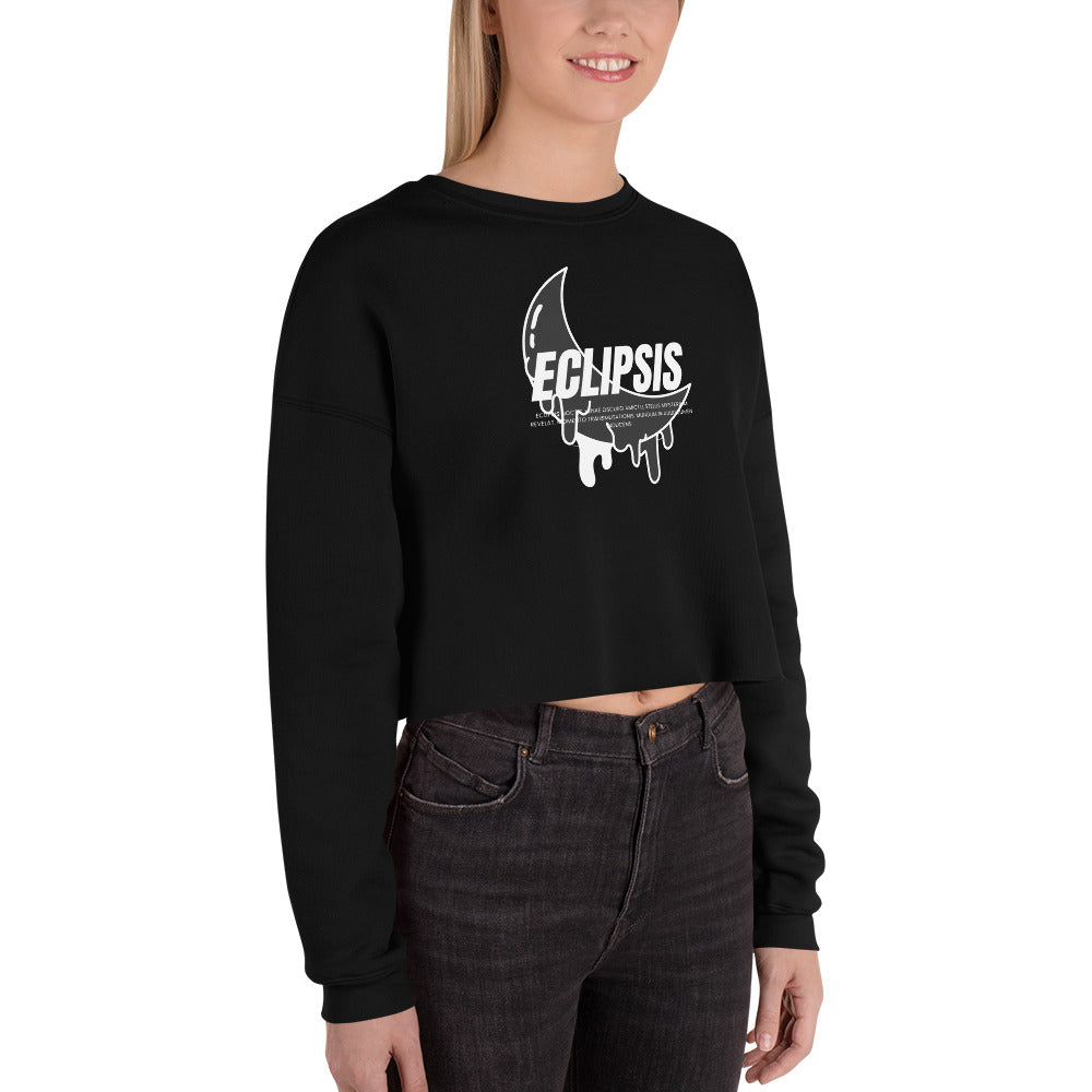 Lunar Eclipsis Women's Crop Sweatshirt - Black - FLAKOUT