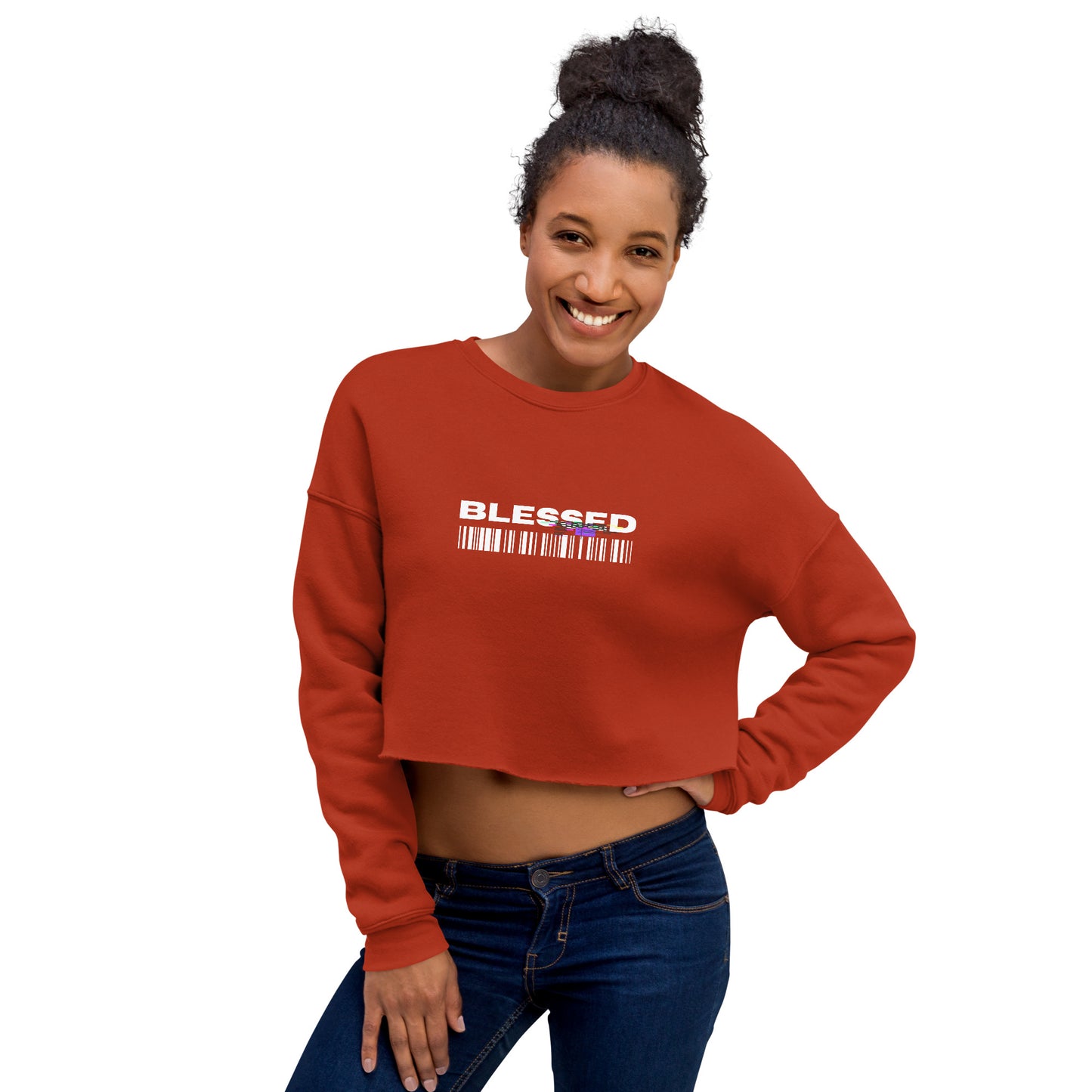 Divine Grace Blessed Women's Crop Sweatshirt - Brick - FLAKOUT