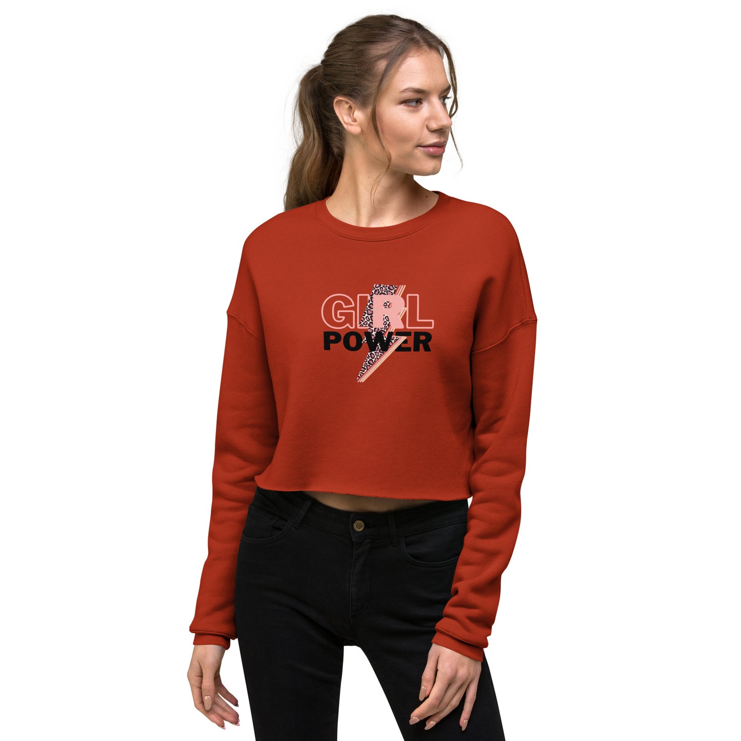 Queenly Girl Power Rebellion Women's Crop Sweatshirt - Brick - FLAKOUT