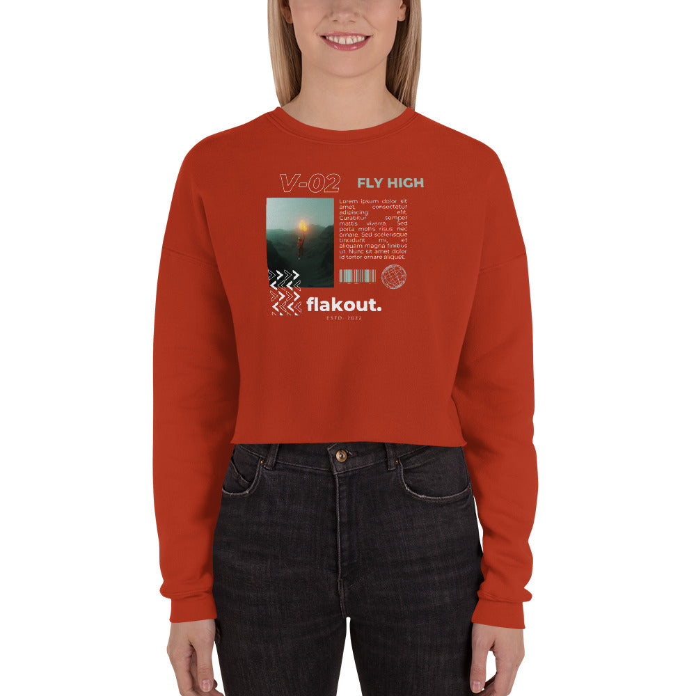 Fly High Voyager Women's Crop Sweatshirt - Brick - FLAKOUT