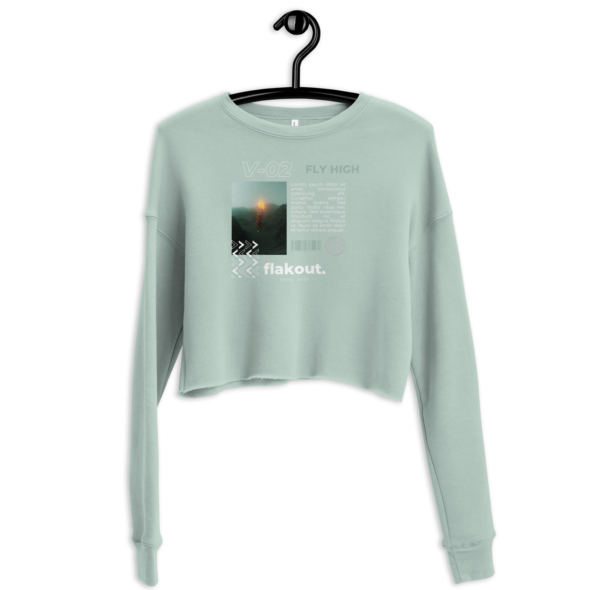 Fly High Voyager Women's Crop Sweatshirt - Dusty Blue - FLAKOUT