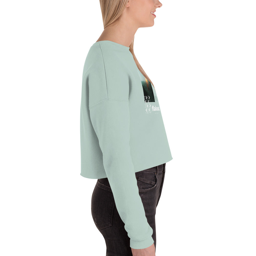 Fly High Voyager Women's Crop Sweatshirt - Dusty Blue - FLAKOUT