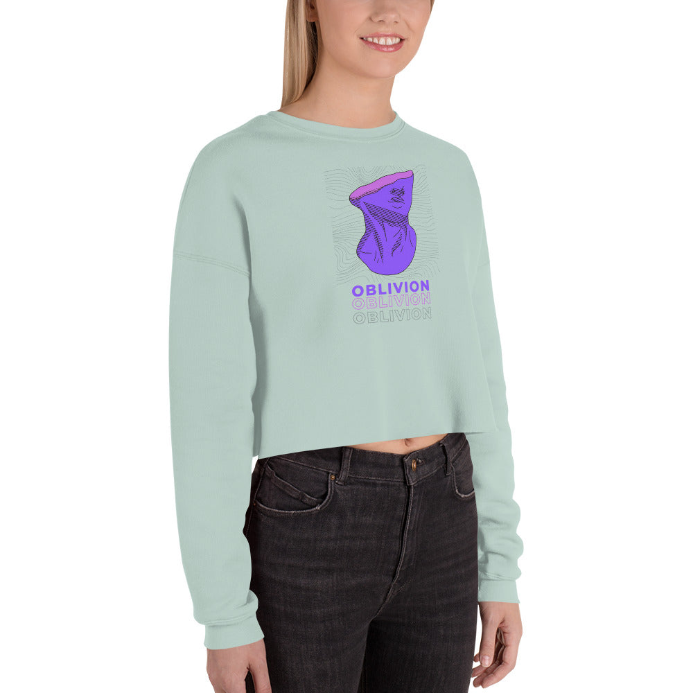 Violet Veil Of Oblivion Women's Crop Sweatshirt - Dusty Blue - FLAKOUT