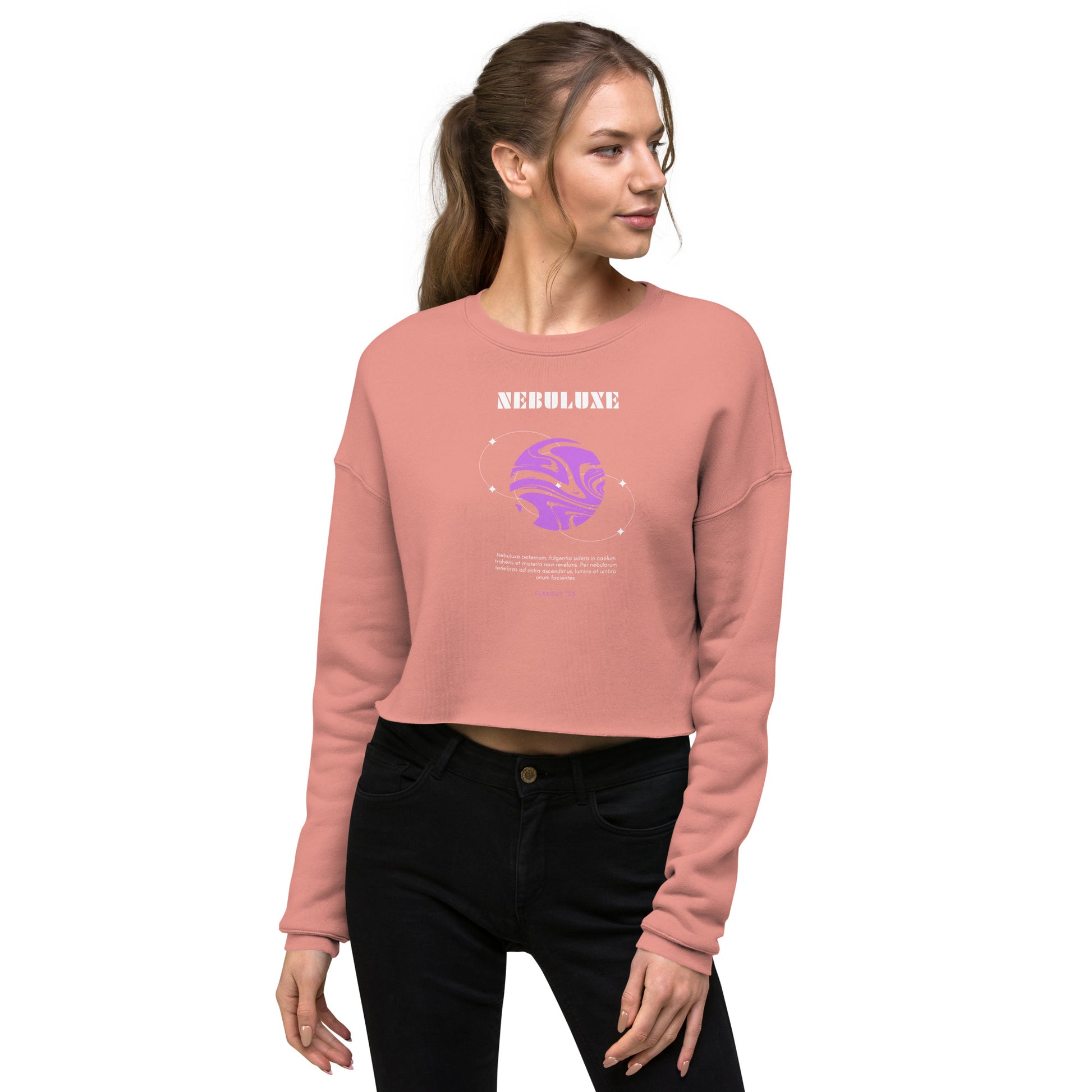 Nebuluxe Brilliance Women's Crop Sweatshirt - Mauve - FLAKOUT