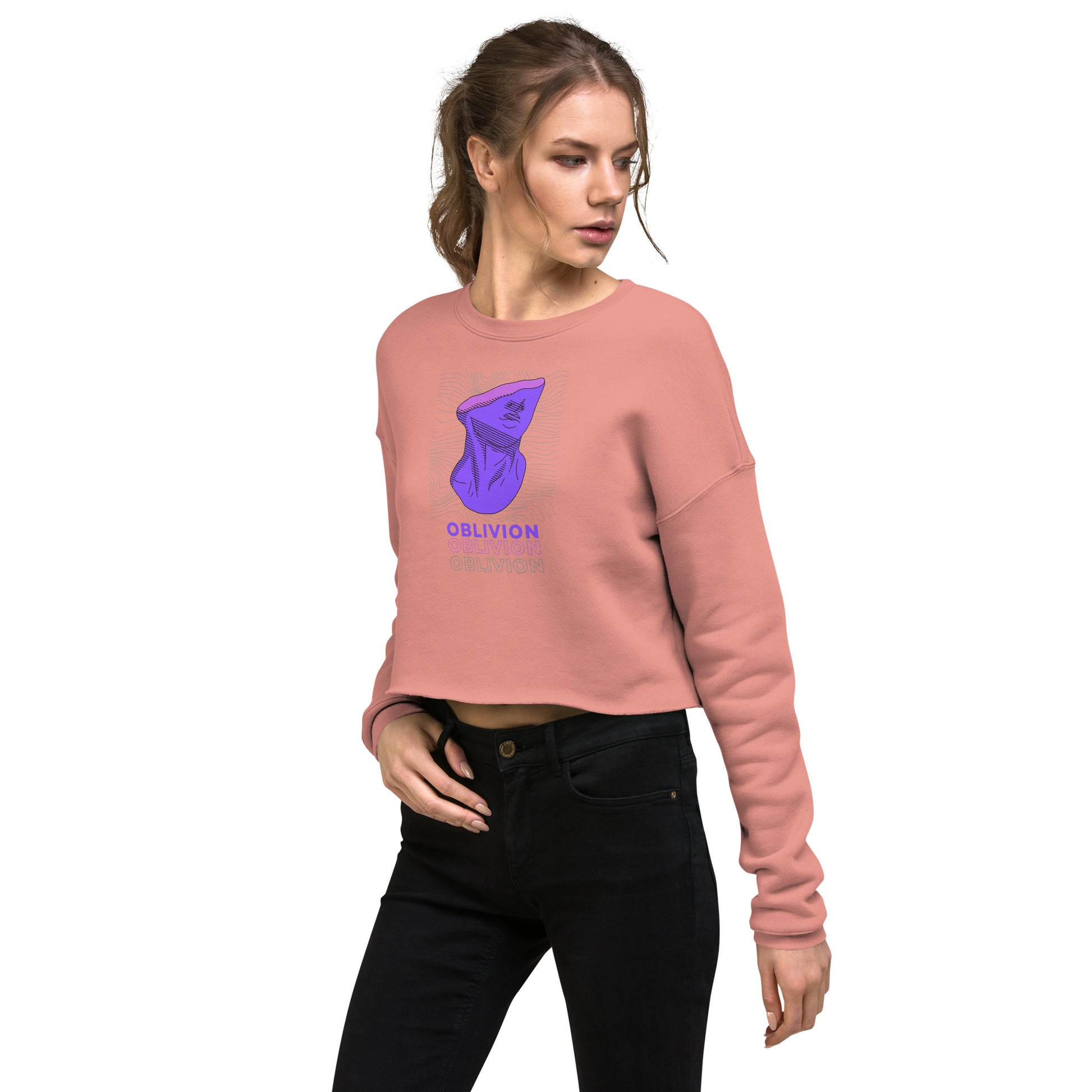 Violet Veil Of Oblivion Women's Crop Sweatshirt - Mauve - FLAKOUT