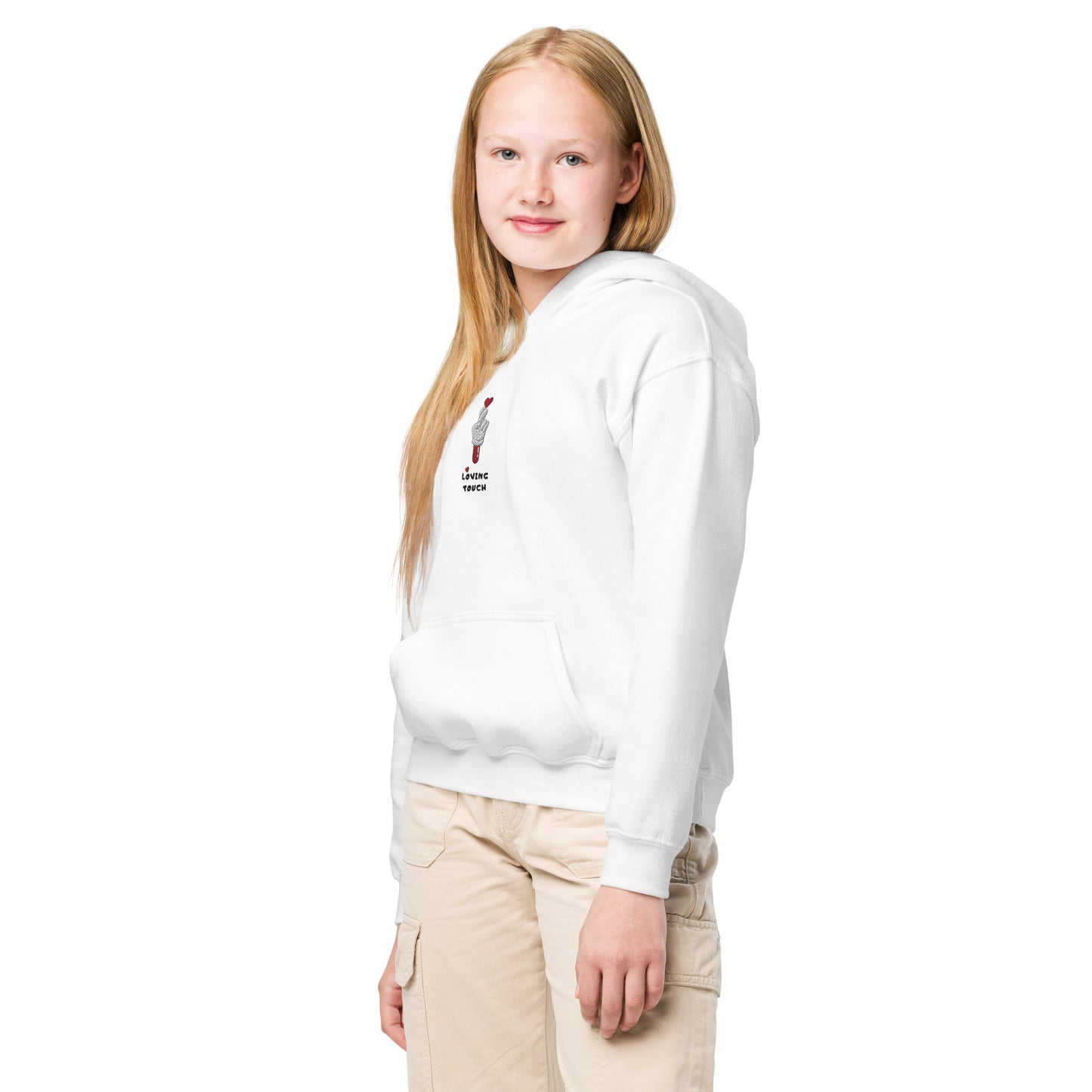 Loving Touch Embroidered Girl's Snug Blend Hoodie - FLAKOUT