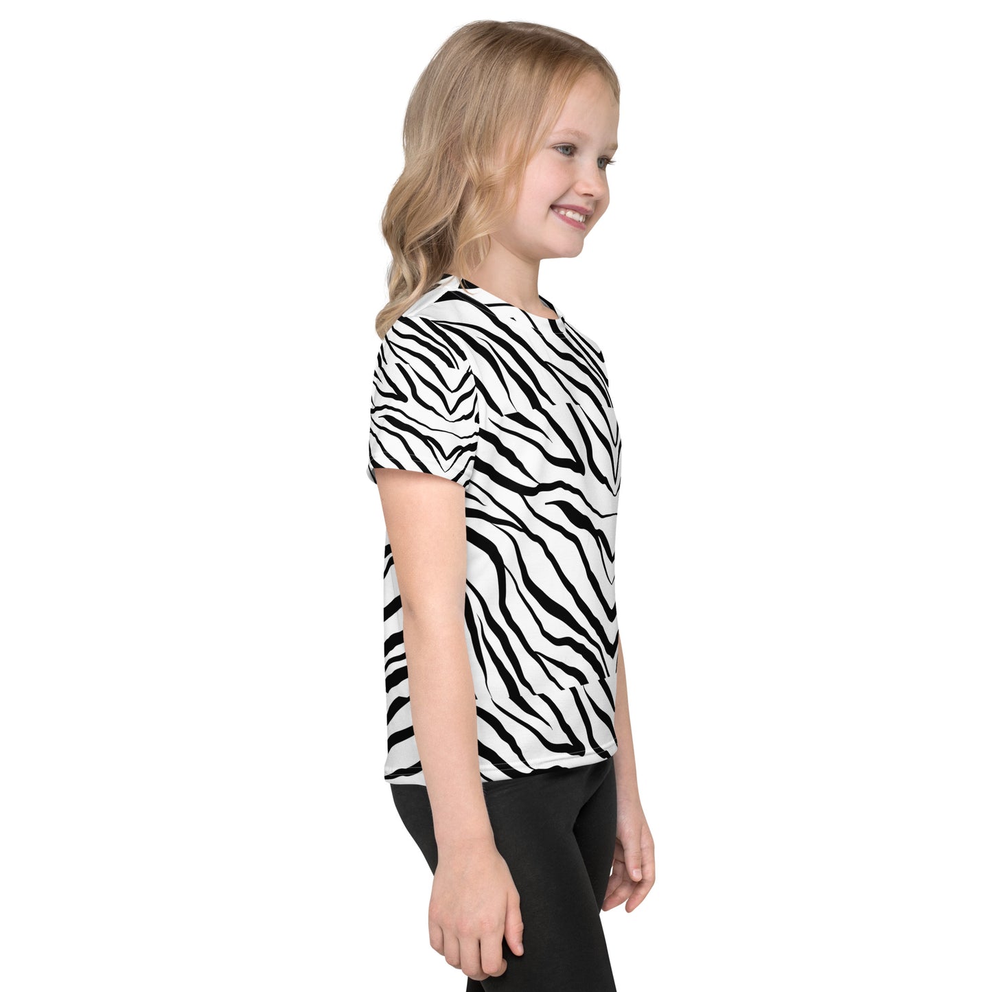 Striped Zebra Vibrance Kid's Crew Neck T-shirt - FLAKOUT